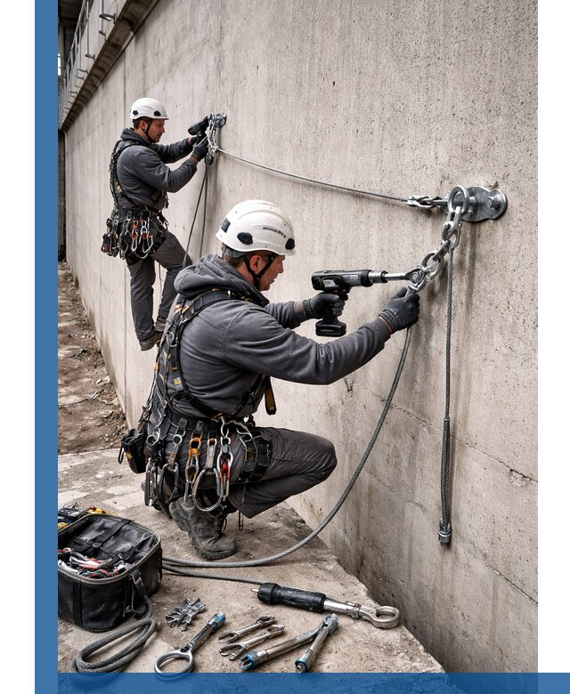 Монтаж анкерных линий высотной безопасности в Видном